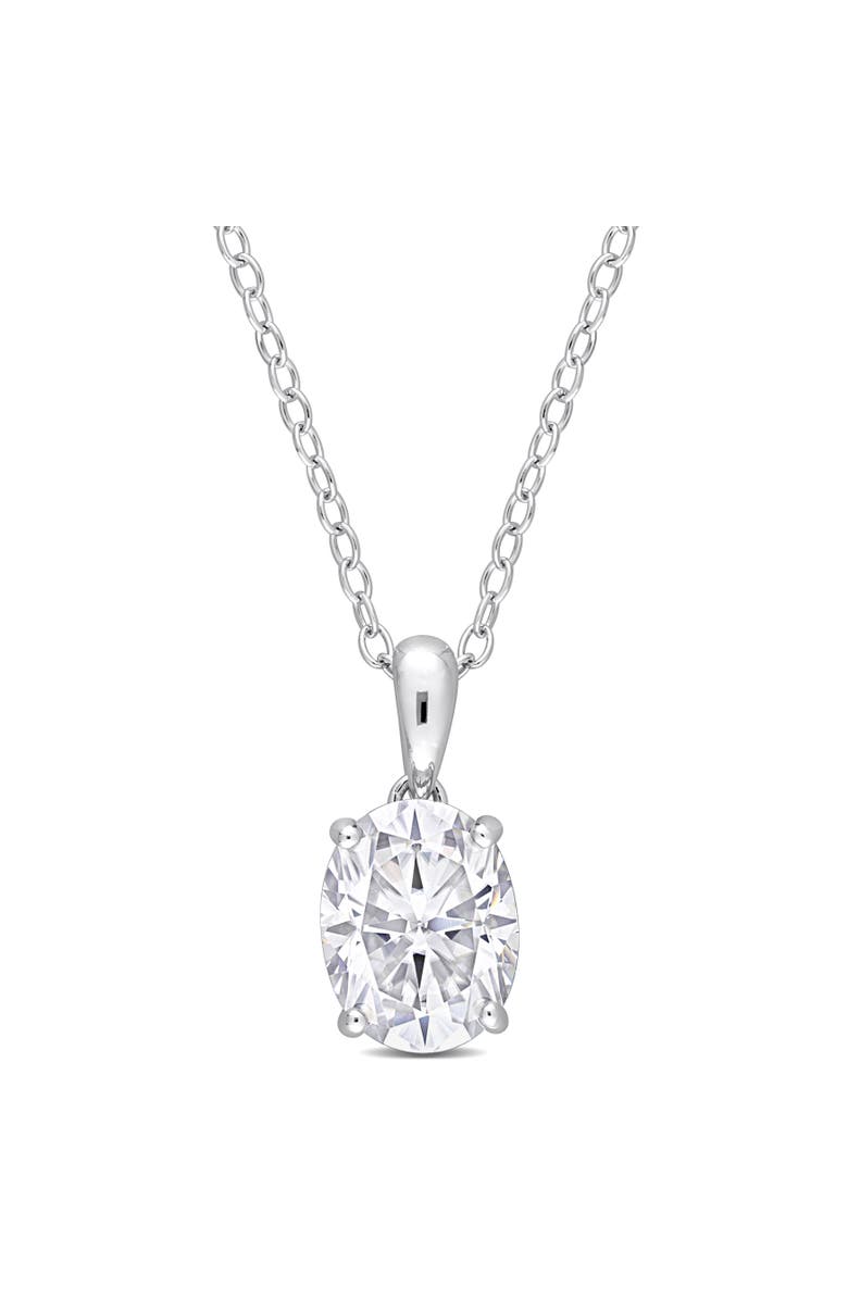 Julianna B. Moissanite Solitaire Oval Necklace, Main, color, Sterling Silver