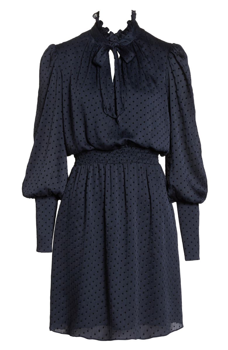 Julia Jordan Tie Neck Dot Chiffon Dress, Alternate, color, 