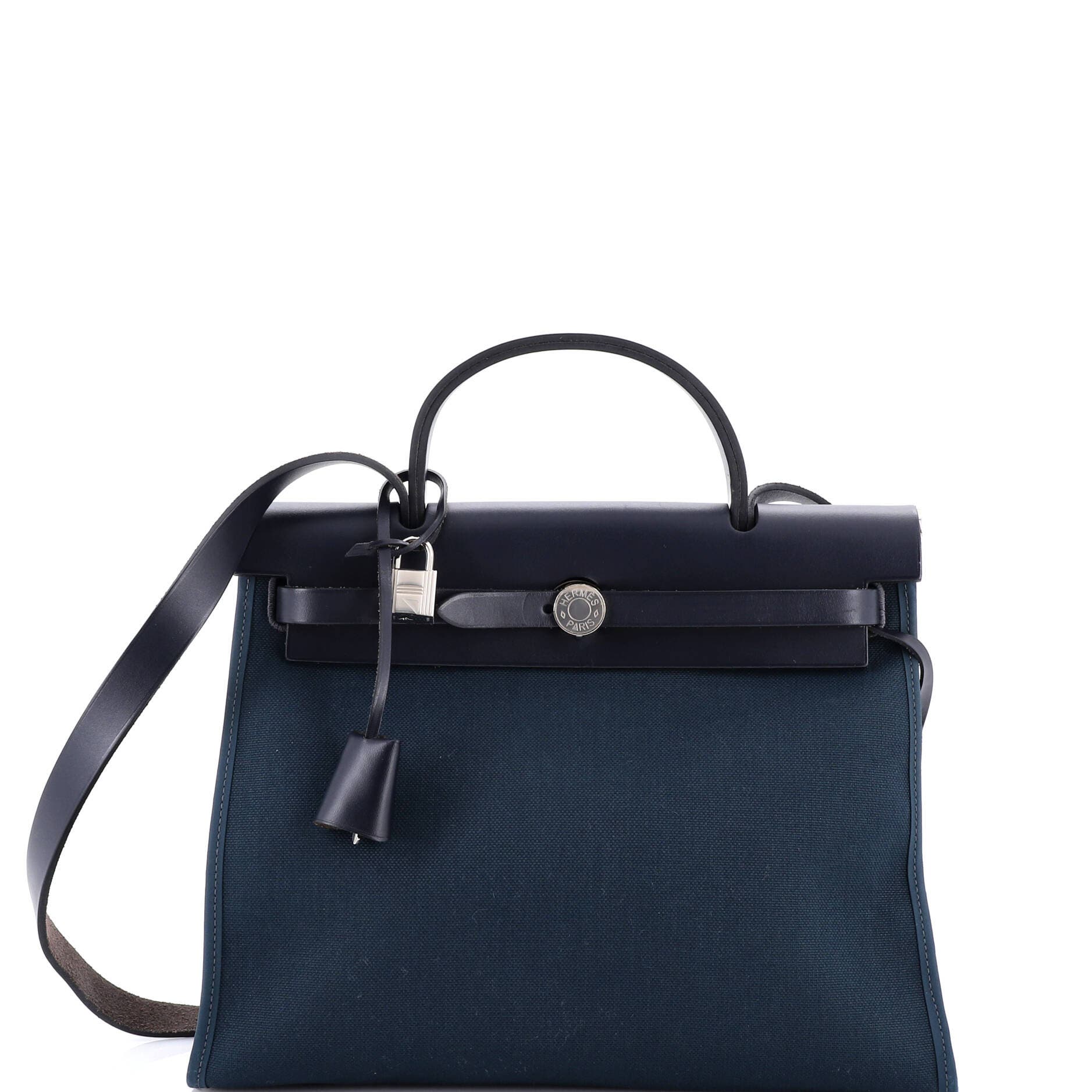 Pre-Owned Hermes Herbag Zip Leather and Toile 31, Main, color, 