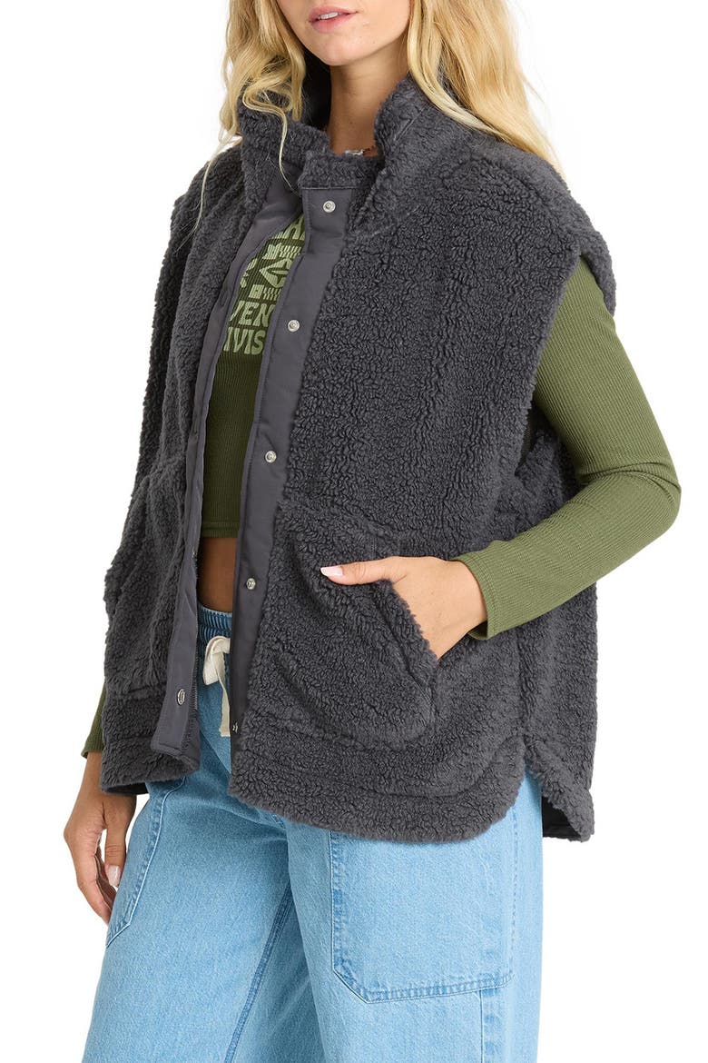 Waver High Pile Fleece Vest, Alternate, color, BLACK SANDS