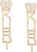 Kurt Geiger London Pavè Heart Kurt Logo Drop Earrings
