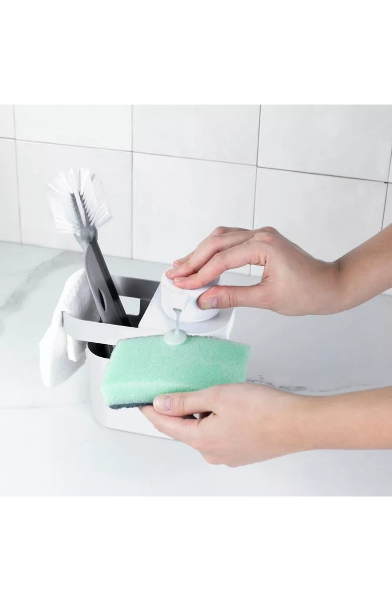 OU Durable Kitchen Soap Dispenser Organizer with Sponge and Dish Brush Holder, 22 oz, Alternate, color,