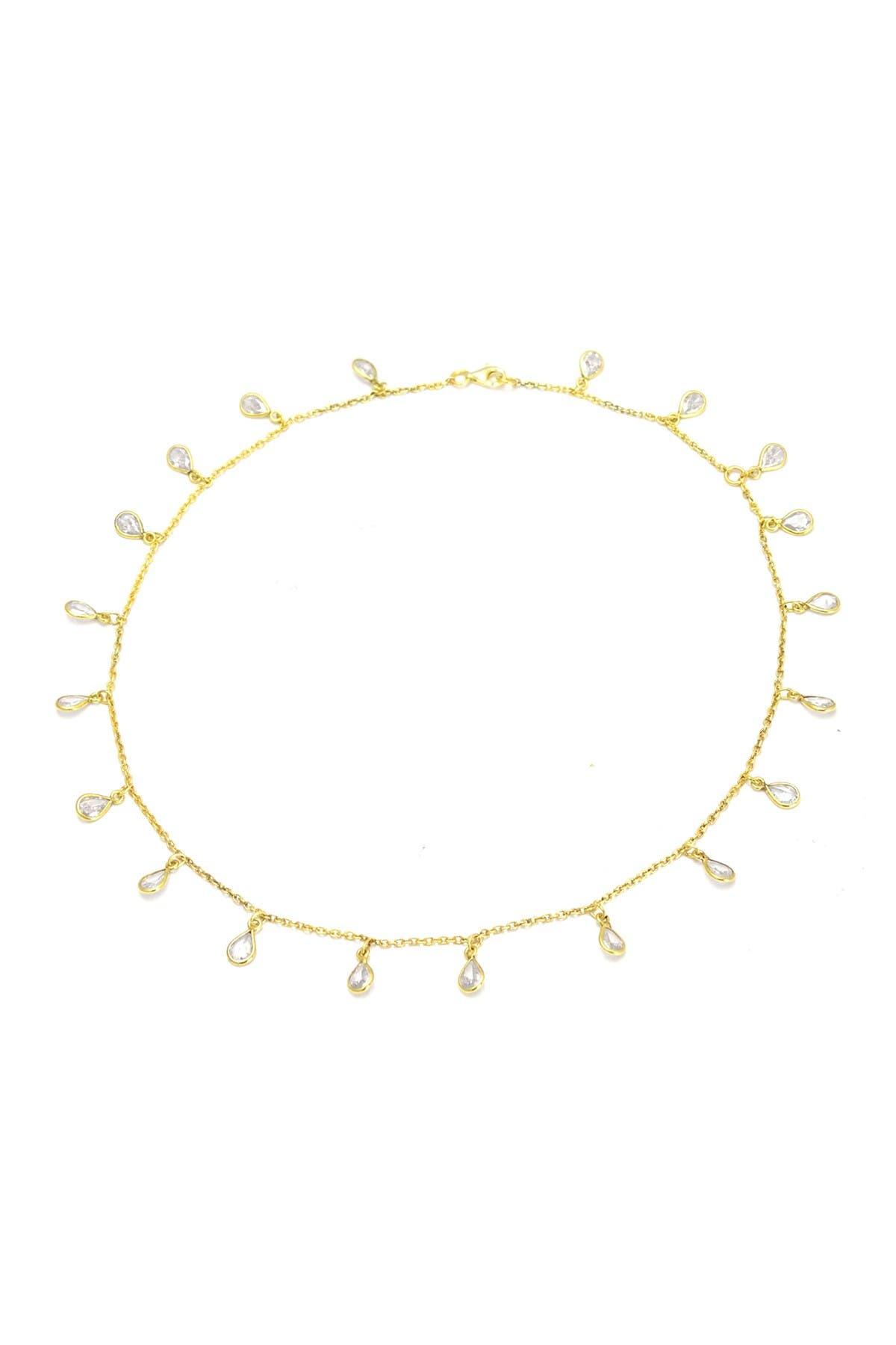 SAVVY CIE JEWELS 18K Yellow Gold Vermeil CZ Riviera Droplet Necklace