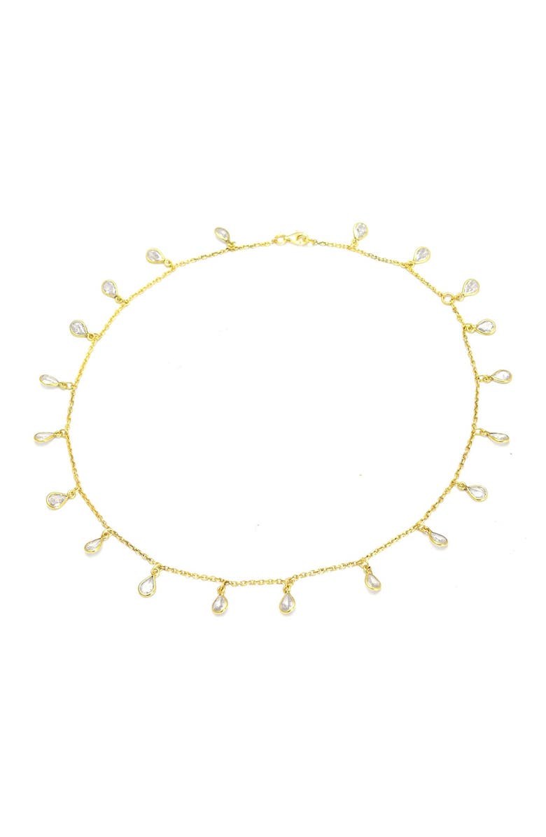 SAVVY CIE JEWELS 18K Yellow Gold Vermeil CZ Riviera Droplet Necklace, Main, color, Yellow