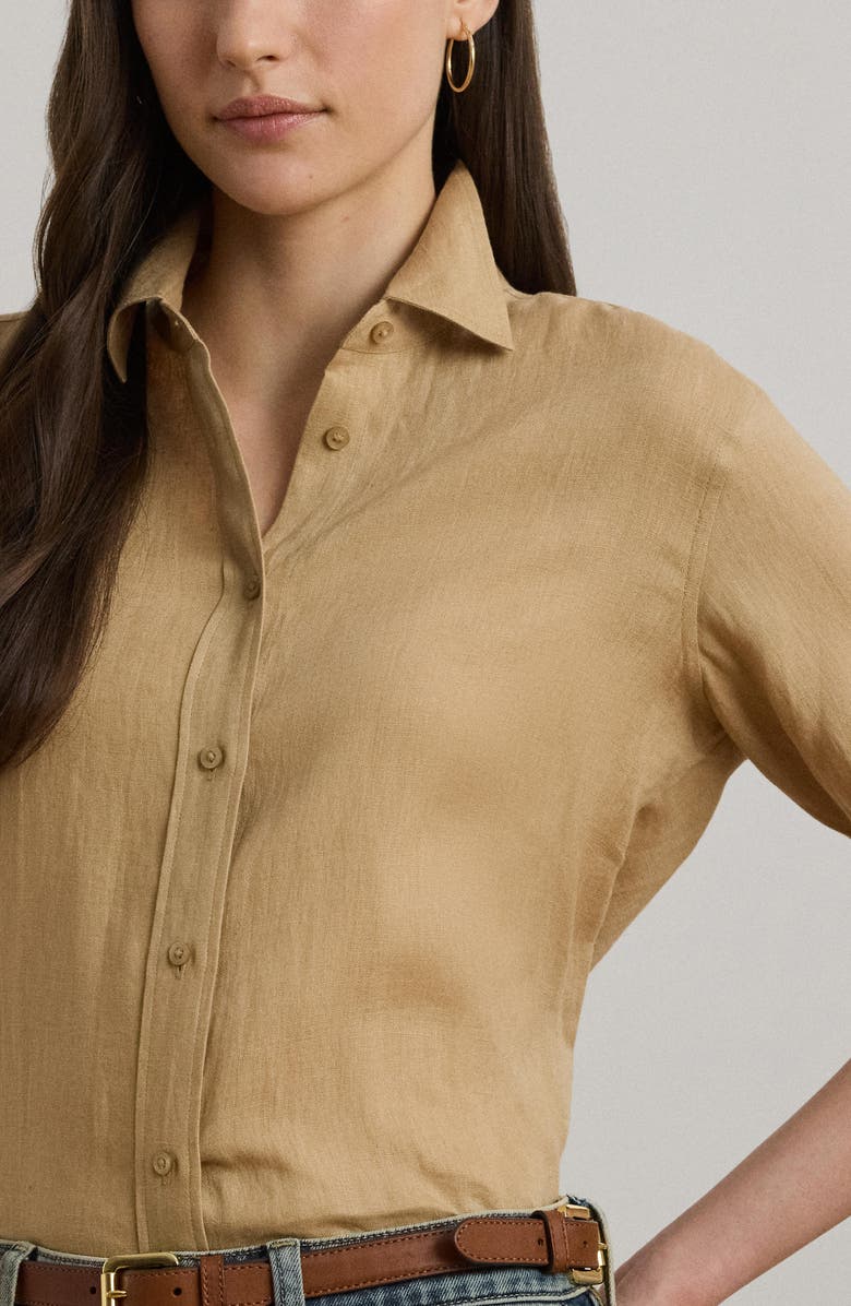 Lauren Ralph Lauren Karrie Linen Button-Up Shirt, Alternate, color, Birch Beige