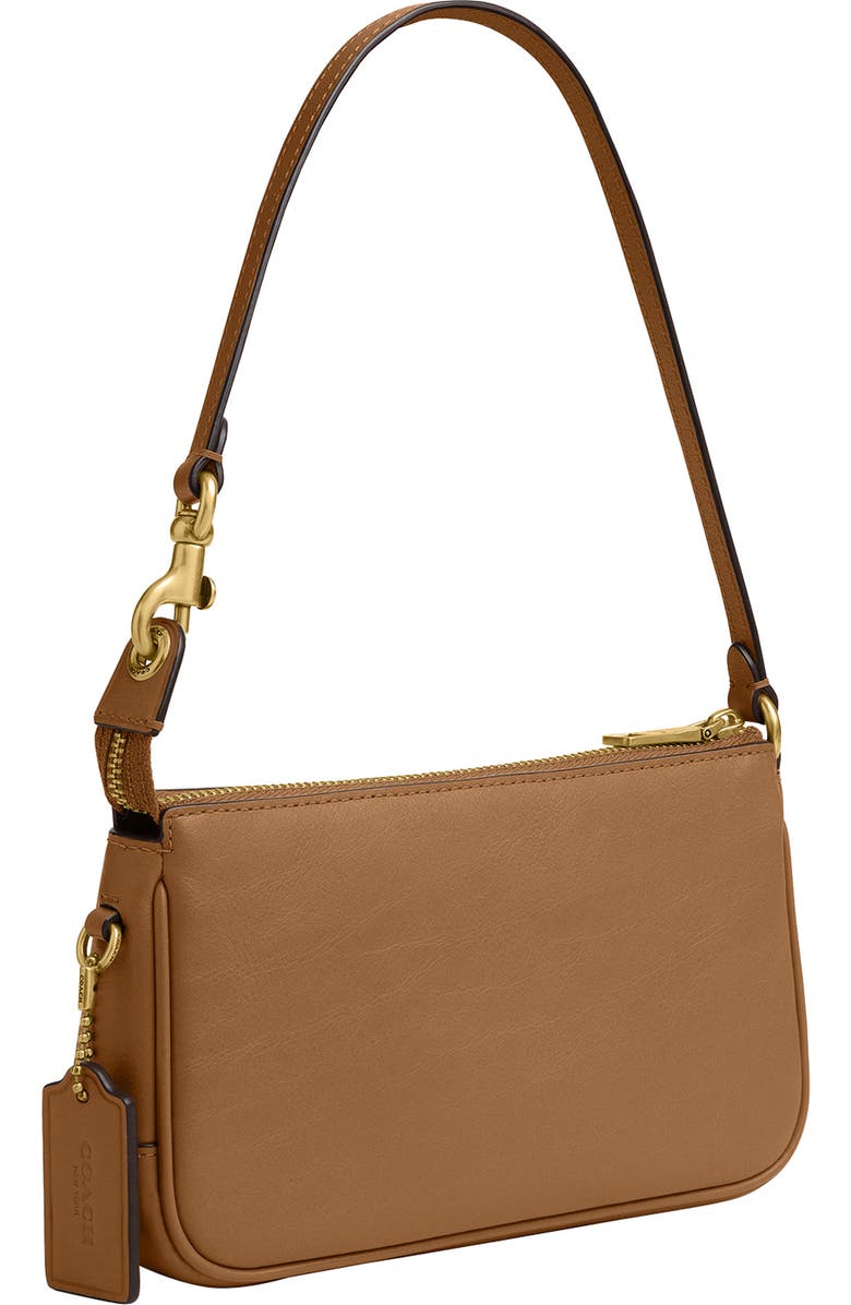 COACH Plaza 18 Natural Grain Leather Shoulder Bag, Alternate, color, B4/Honey Brown