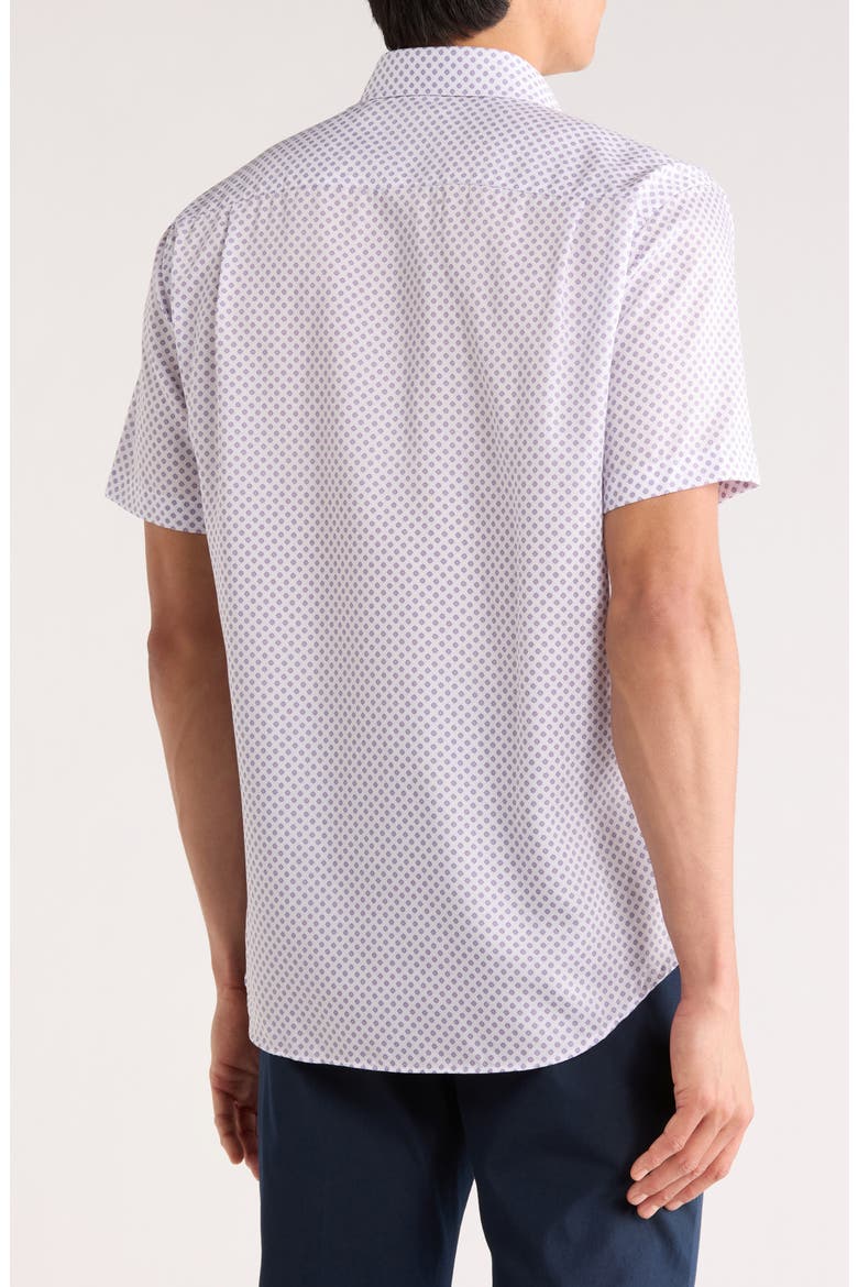 Neat Print Short Sleeve Shirt, Alternate, color, WHITE/ PURPLE