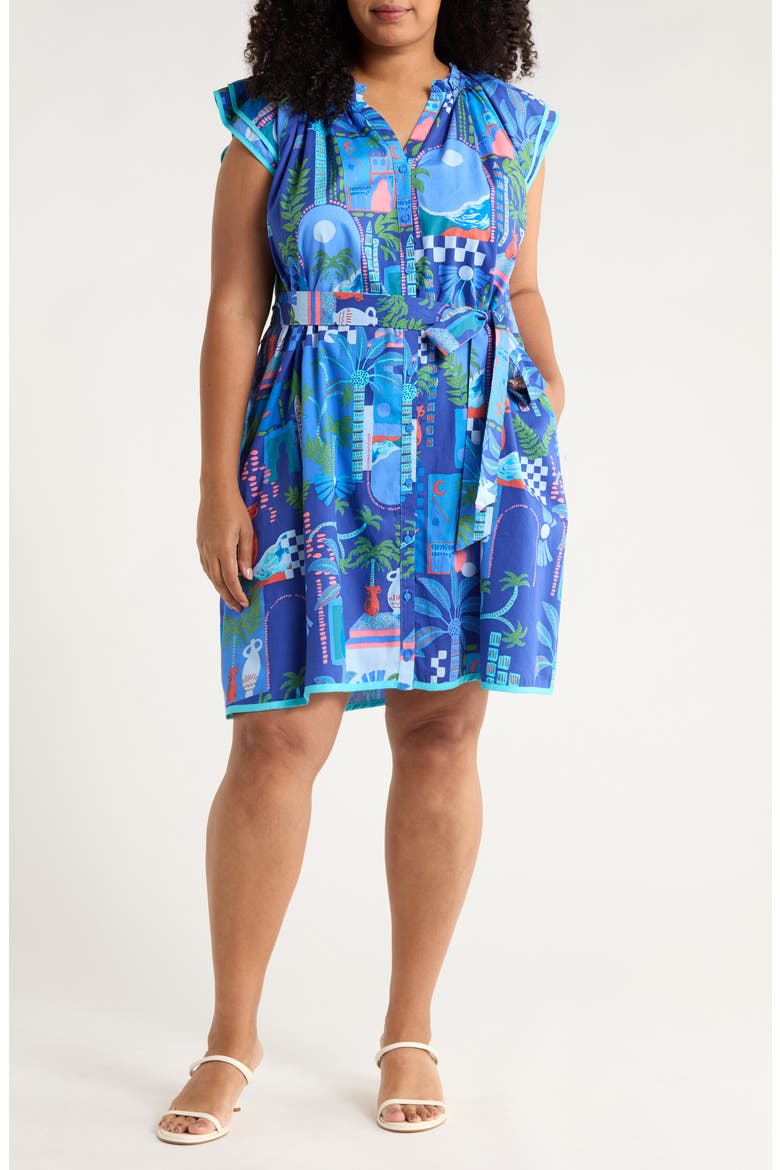 Punta Alta Olera Ruffle Shirtdress, Main, color, COBALT-COMBO