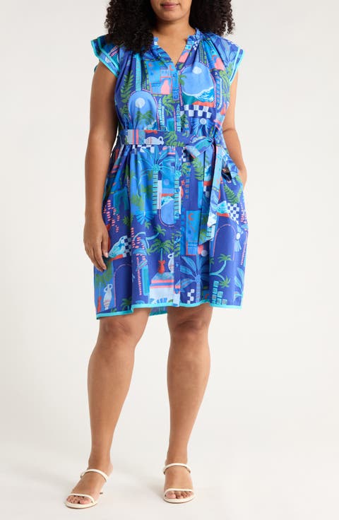 Punta Alta Olera Ruffle Shirtdress (Plus)