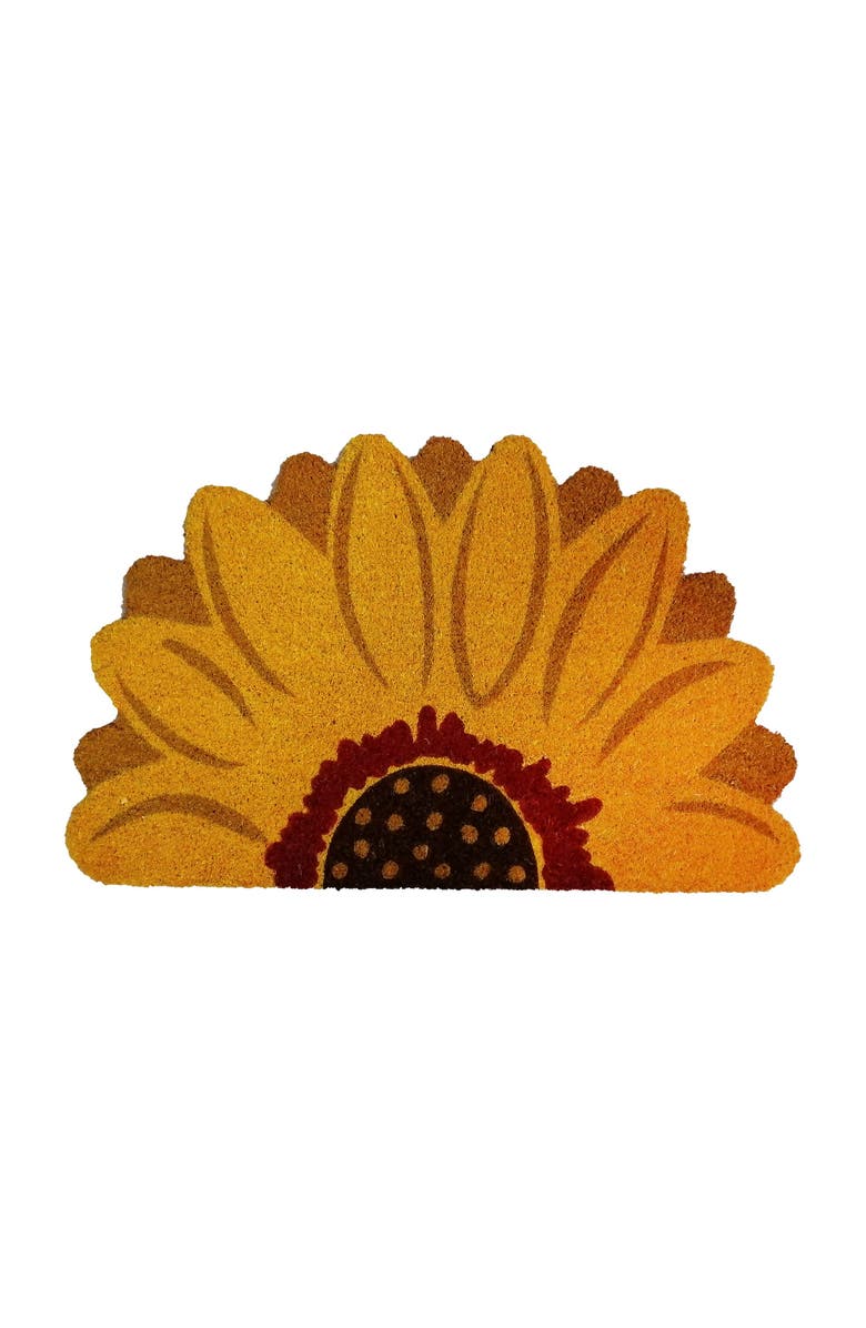 tag Sunflower Flower Shaped Natural Coir Welcome Doormat, Main, color, Yellow
