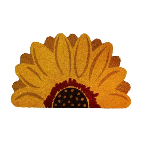 Sunflower Flower Shaped Natural Coir Welcome Doormat