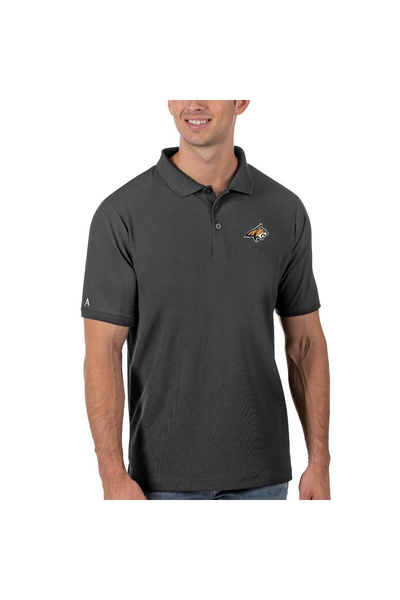 Men's Antigua Anthracite Montana State Bobcats Legacy Pique Polo, Main, color, Anthracite