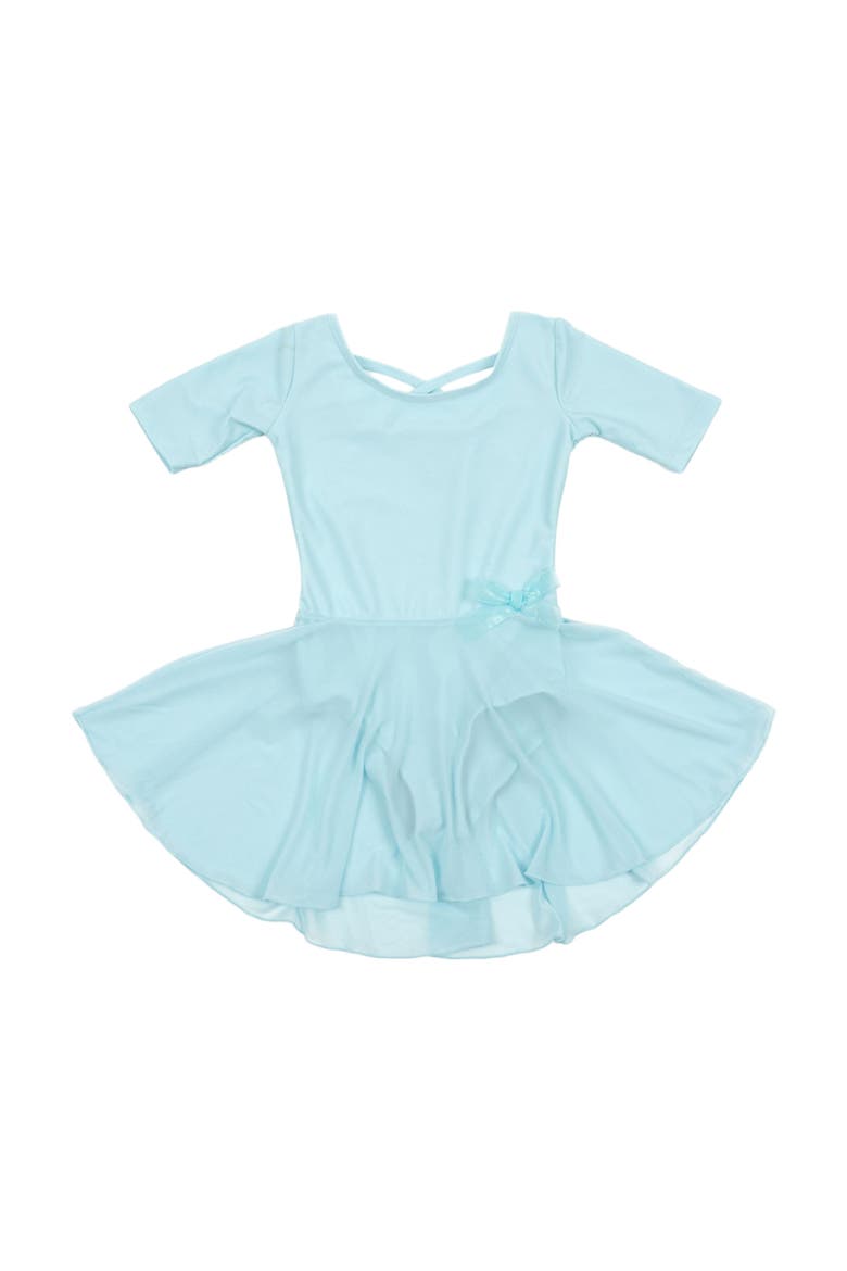Girls Short Sleeve Skirted Leotard, Main, color, Light Blue