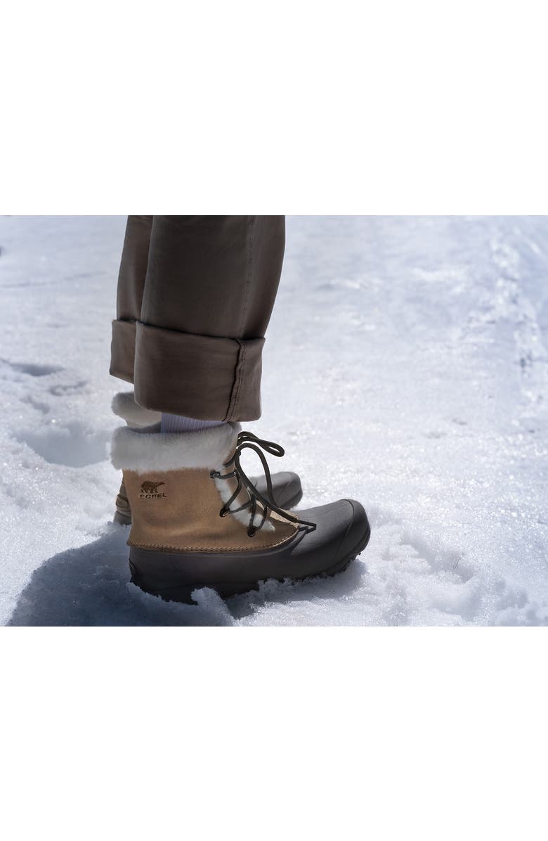 SOREL Snow Angel Faux Fur Detail Waterproof Boot, Alternate, color, Rootbeer