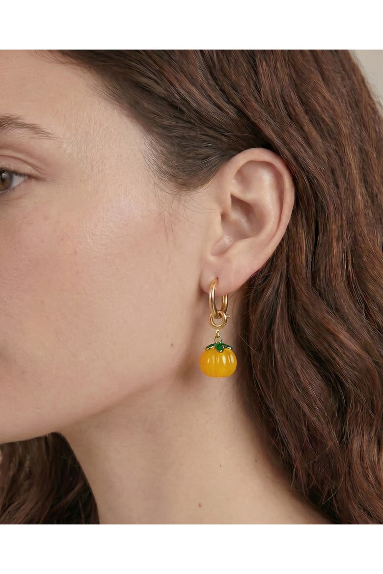 Harvest Pumpkin Jade stone charm earrings, Alternate, color, Yellow