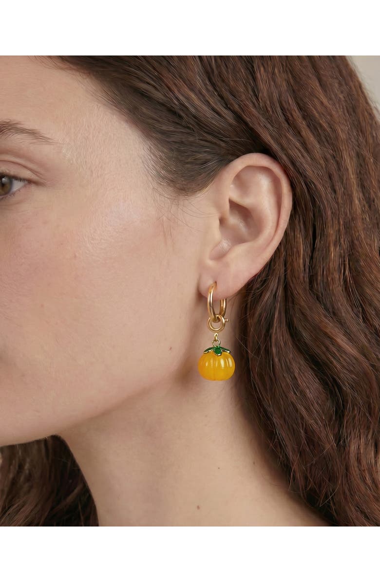 seree Harvest Pumpkin Jade stone charm earrings, Alternate, color, Yellow