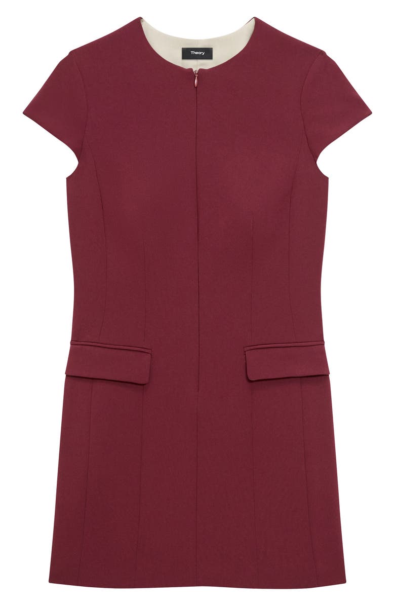 Theory Short Sleeve Front Zip Minidress, Alternate, color, Grenache - 1Pa