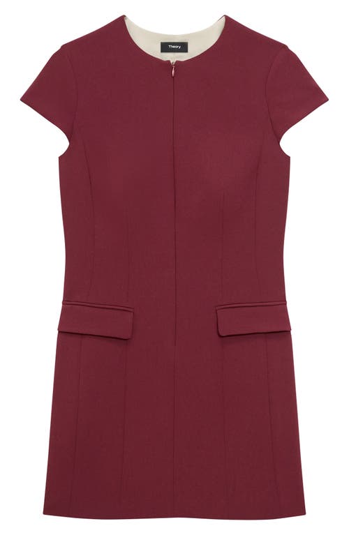 Theory Short Sleeve Front Zip Minidress In Red