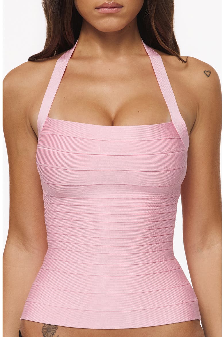 Silhouette Halter Neck Bandage Top, Main, color, PINK