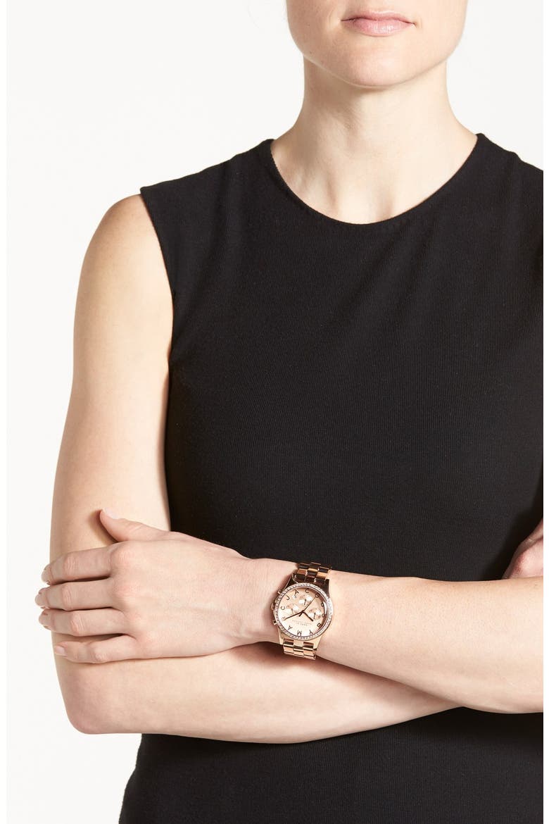 'Henry' Chronograph & Crystal Topring Watch, 40mm, Alternate, color, ROSE GOLD