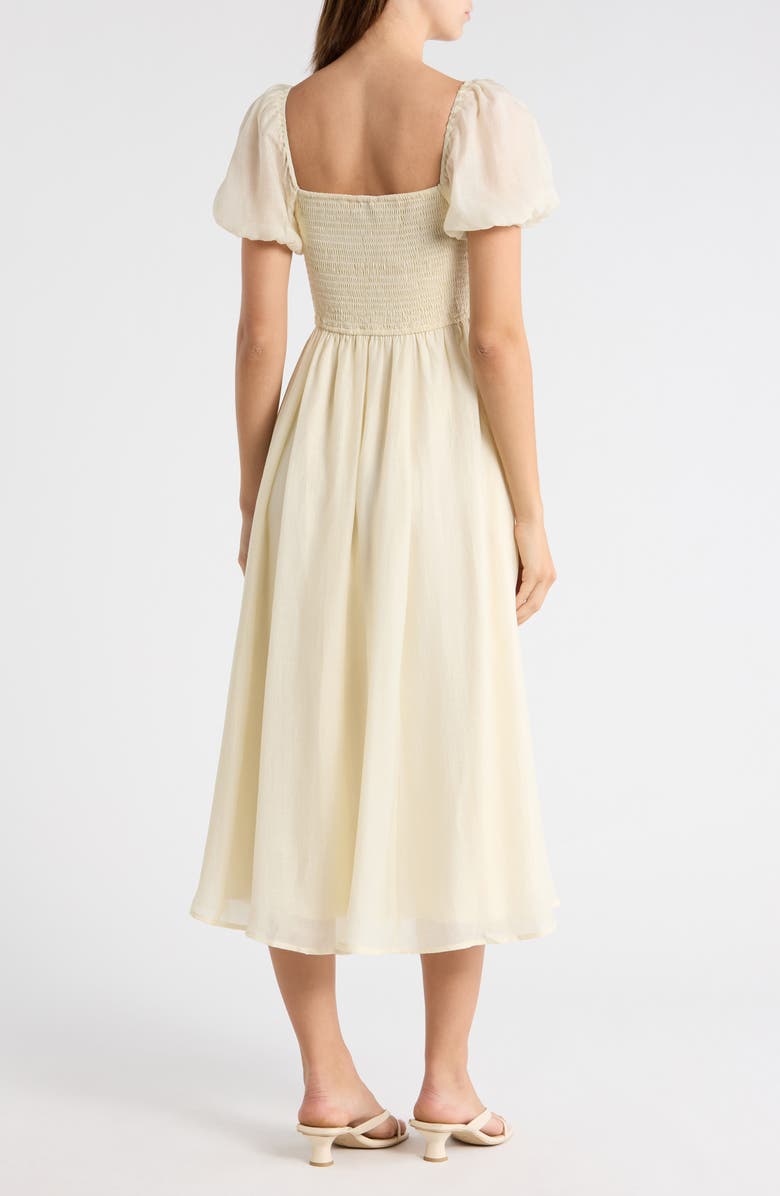 MOON RIVER Puff Sleeve Midi Dress, Alternate, color, Cream