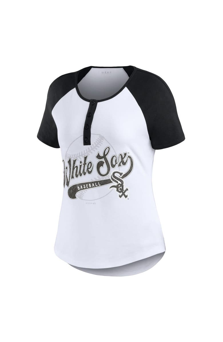 WEAR by Erin Andrews Women's WEAR by Erin Andrews White/Black Chicago White Sox Henley Raglan T-Shirt, Alternate, color, White