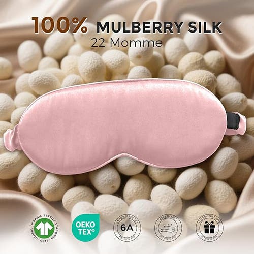Silksilky 1 Pc 22momme Mulberry Silk 3d Contoured Blackout Eye Mask With Elastic Band In Pink