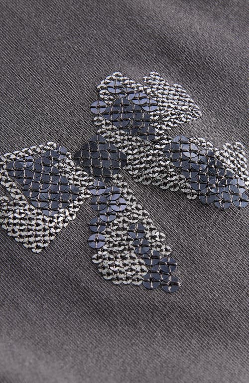 Next Kids' Sequin Bow T-shirt In Faded Black