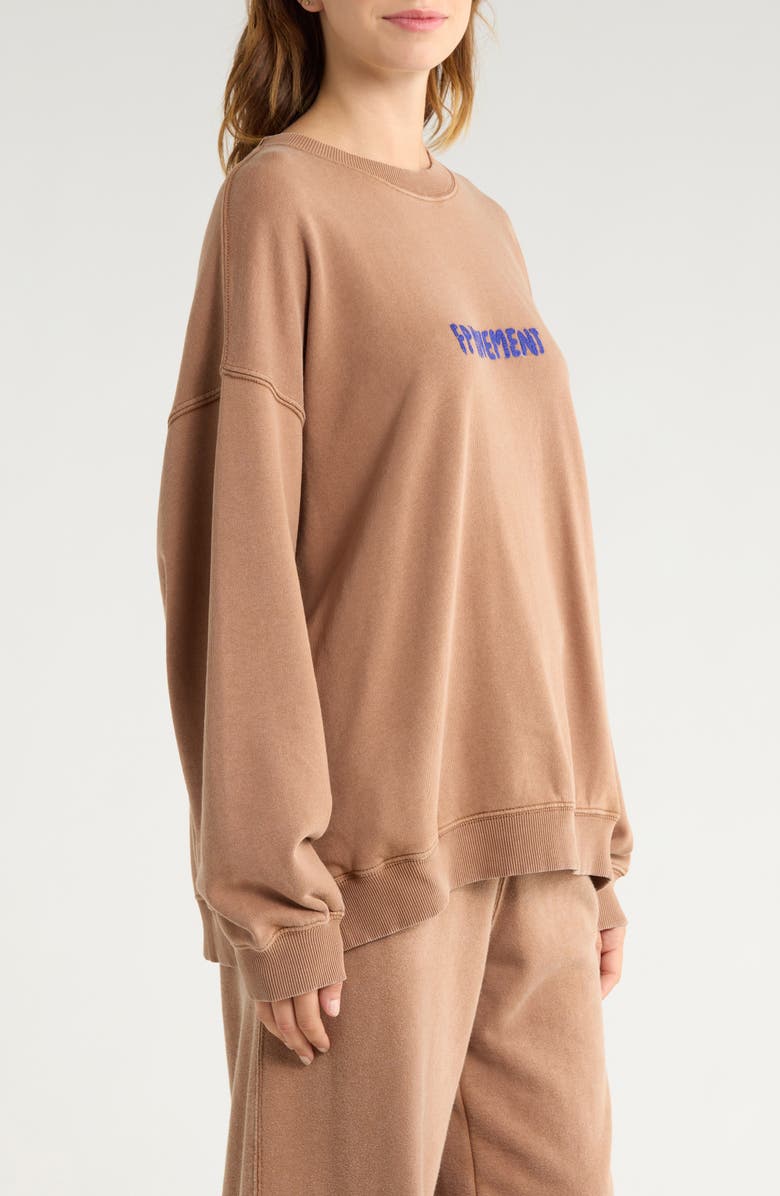 Free People FP Movement All Star Embroidered Logo Cotton Blend Sweatshirt, Alternate, color, Twig Combo