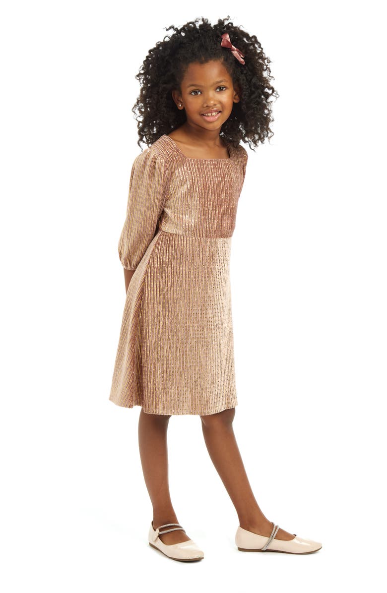 Pippa & Julie Kids' Metallic Puff Sleeve Party Dress, Alternate, color,