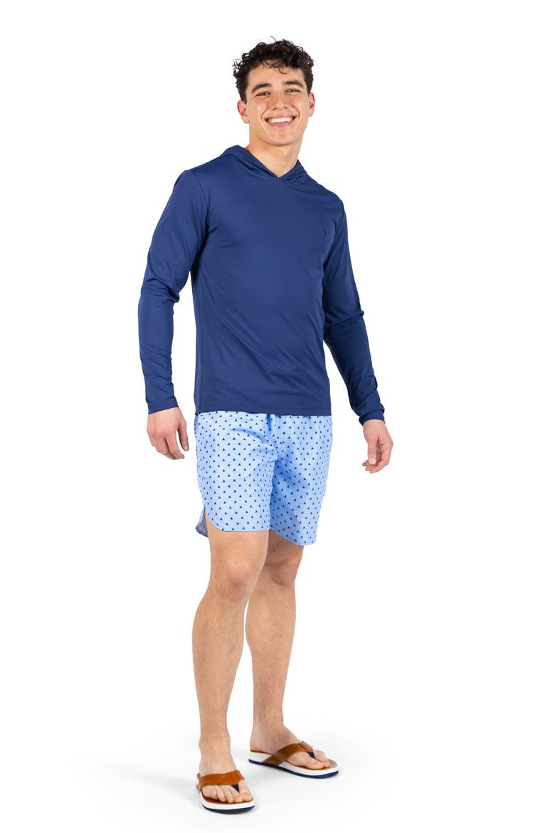 SPF 30+ Long Sleeve Hooded Rashguard, Alternate, color, NAVY