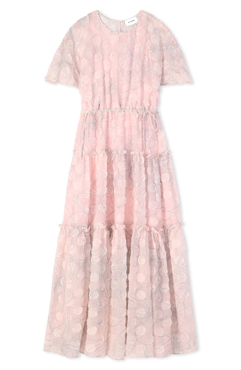 St. John Collection Wildflower Print Silk & Linen Fil Coupé Dress, Alternate, color, 