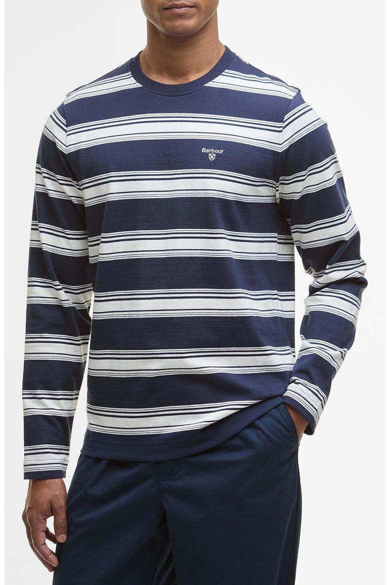 Plaistow Stripe Long Sleeve Cotton T-Shirt, Main, color, NAVY