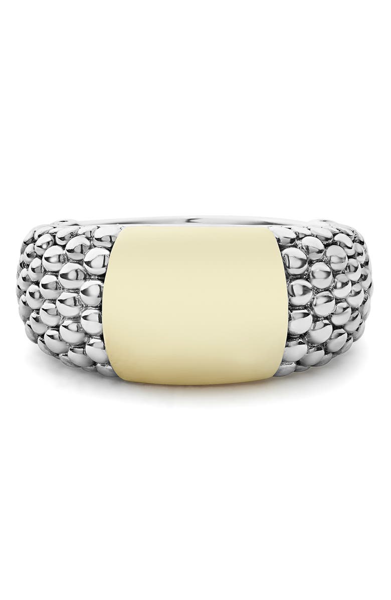 LAGOS Signature Caviar High Bar Ring, Alternate, color, Silver/ Gold