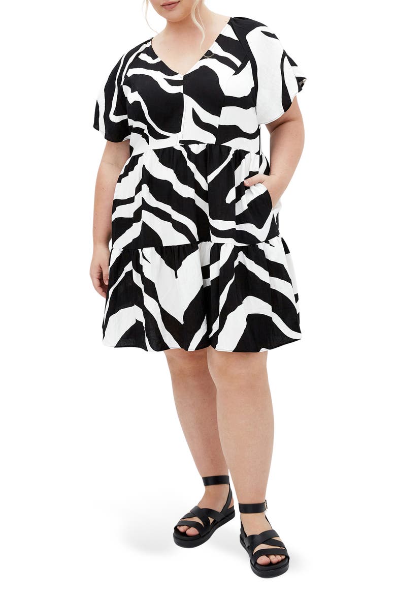 Abstract Print Minidress, Main, color, MONO SWIRL