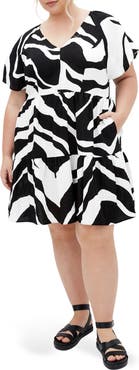 City Chic Abstract Print Minidress
