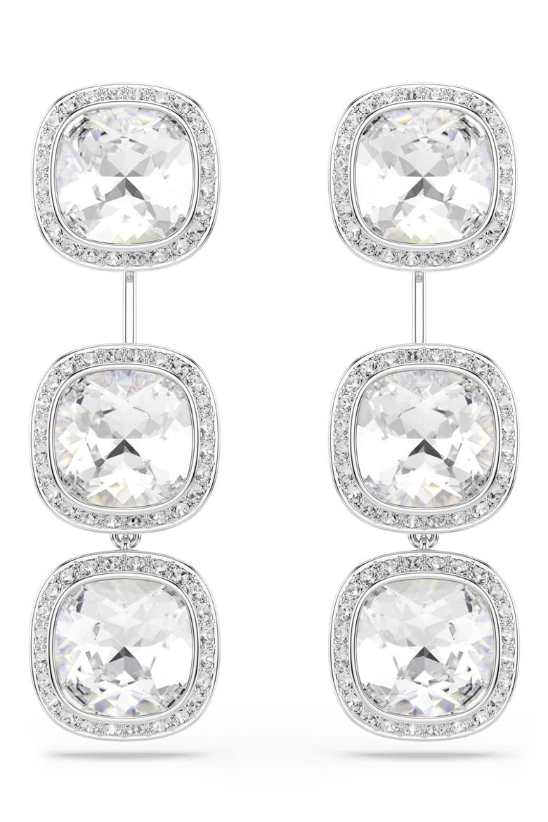 Una Angelic Cushion Crystal Linear Earrings, Alternate, color, WHITE GOLD CRYSTAL