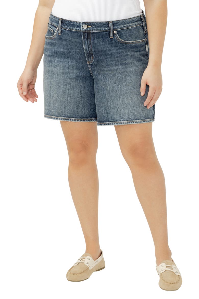 Suki Curvy Mid Rise Denim Shorts, Main, color, SATELLITE