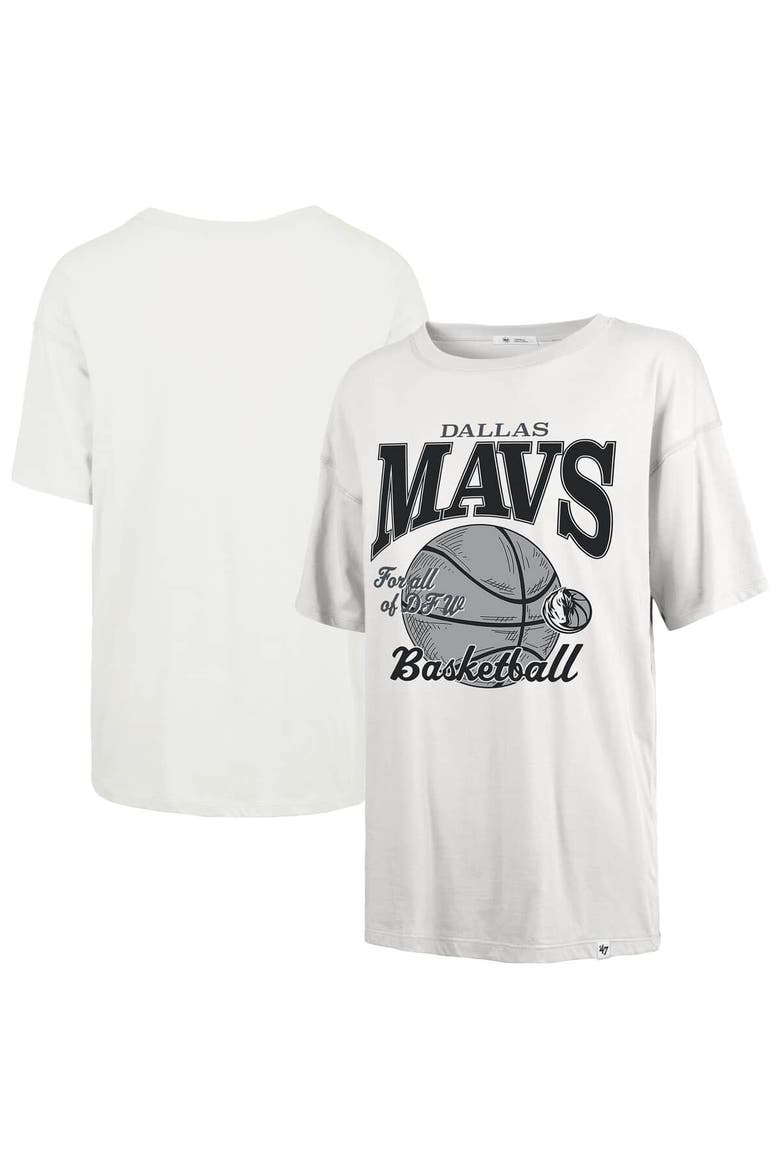 Women's '47  White Dallas Mavericks City Edition Down Court Sadie T-Shirt, Main, color, White