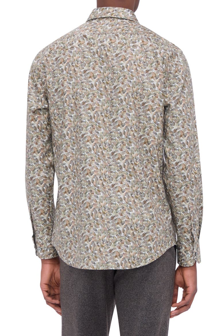 Julian Shaped Fit Linen Blend Button-Up Shirt, Alternate, color, KHAKI