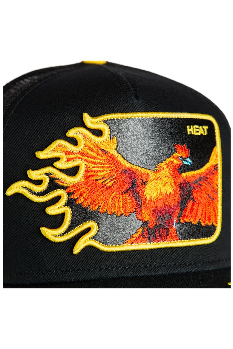 Heat Flames Embroidered Snapback Trucker Hat, Alternate, color, VOID
