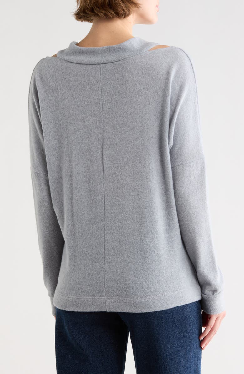 GO COUTURE V-Neck Cold Shoulder Sweater, Alternate, color, Moonstruck