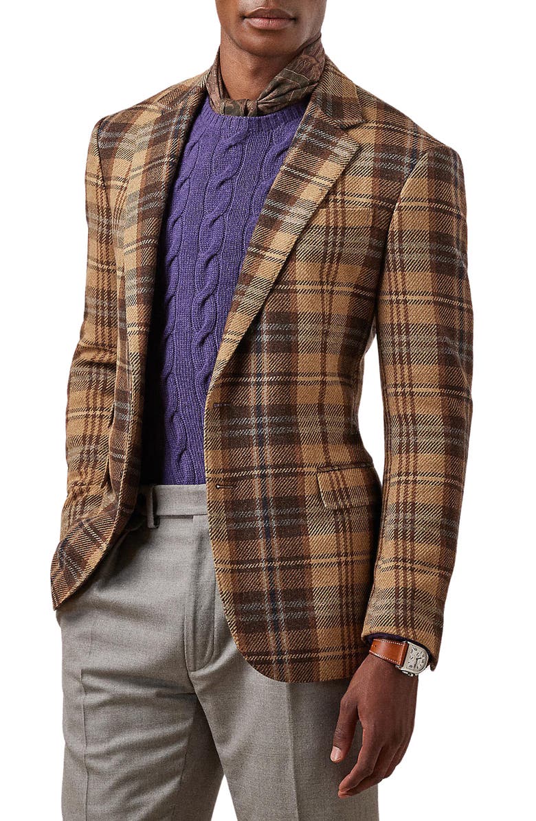 Ralph Lauren Purple Label Kent Plaid Wool Tweed Sport Coat, Main, color, 