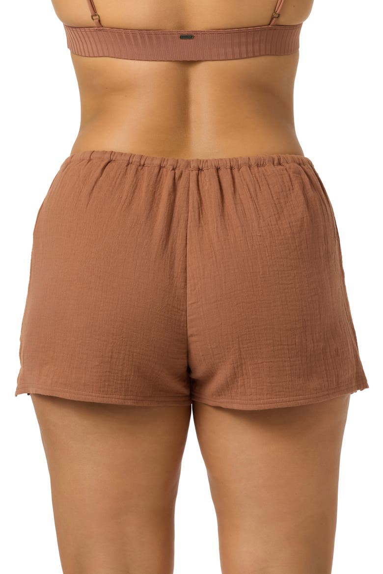 Brenda Cotton Gauze Shorts, Alternate, color, CAROB BROW