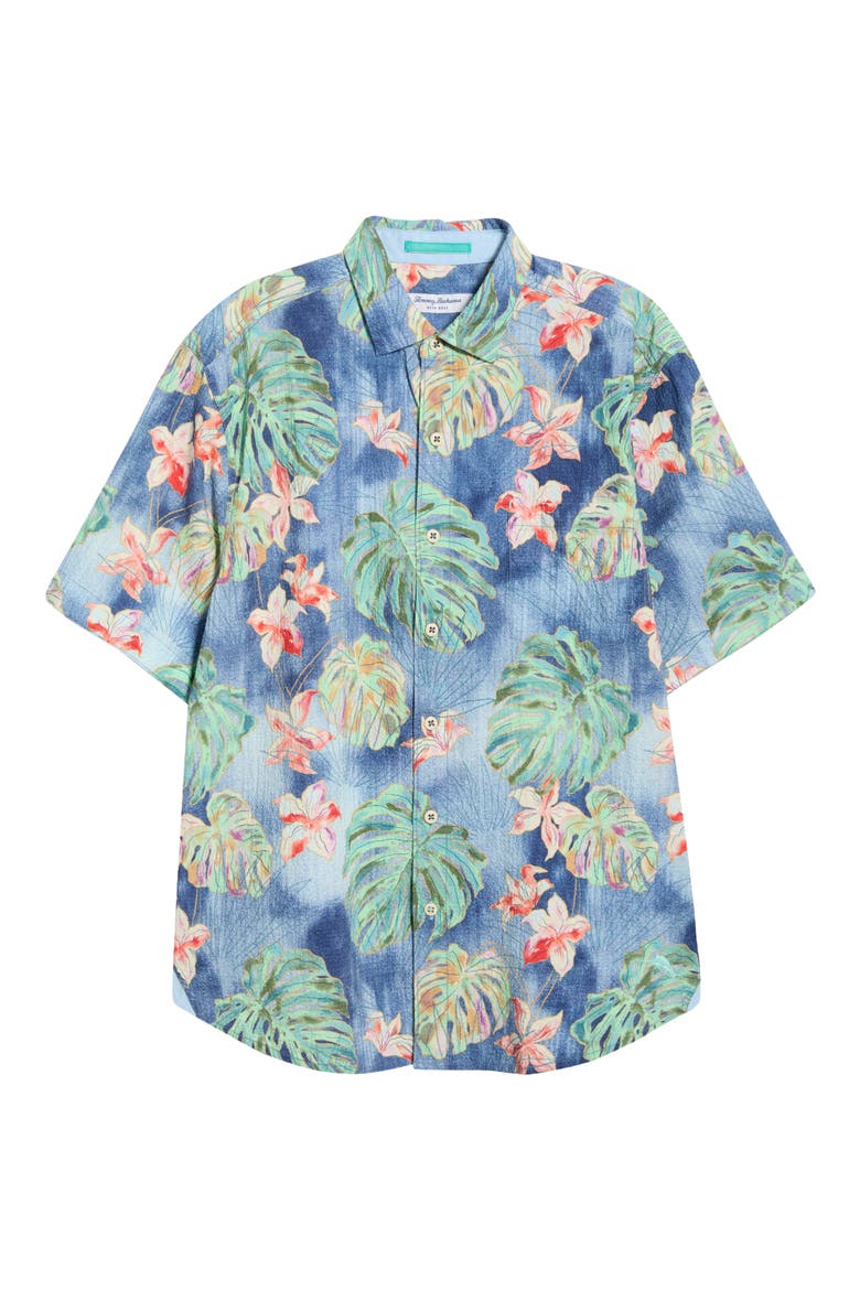 Nova Wave Mira Jungle Floral Short Sleeve Seersucker Button-Up Shirt, Alternate, color, BERING BLUE