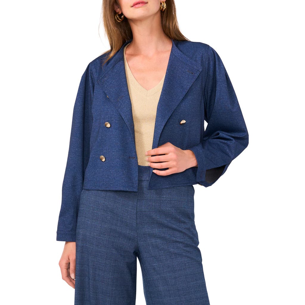 Vince Camuto Plaid Boxy Patch Pocket Jacket In Classic Navy