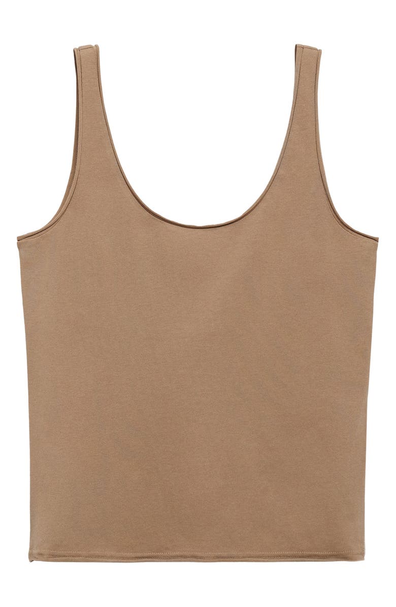 MANGO Stretch Cotton Tank, Main, color, Medium Brown
