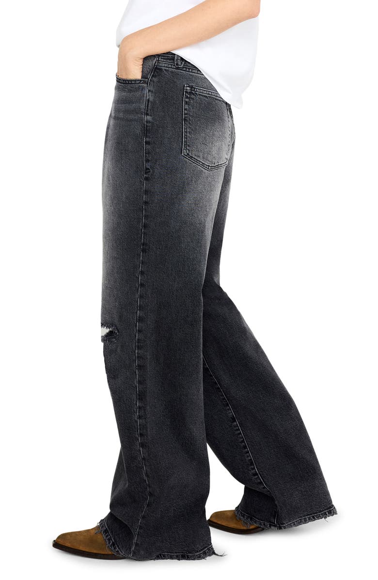Good American Good Ease High Waist Wide Leg Jeans, Alternate, color, Black346