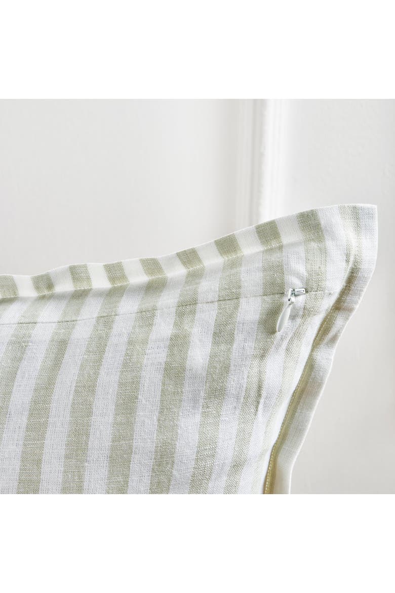Linen Throw Pillow Cover with Invisible Zipper, 20 x 20 Inches - Santa Barbara, Alternate, color, Sage and White