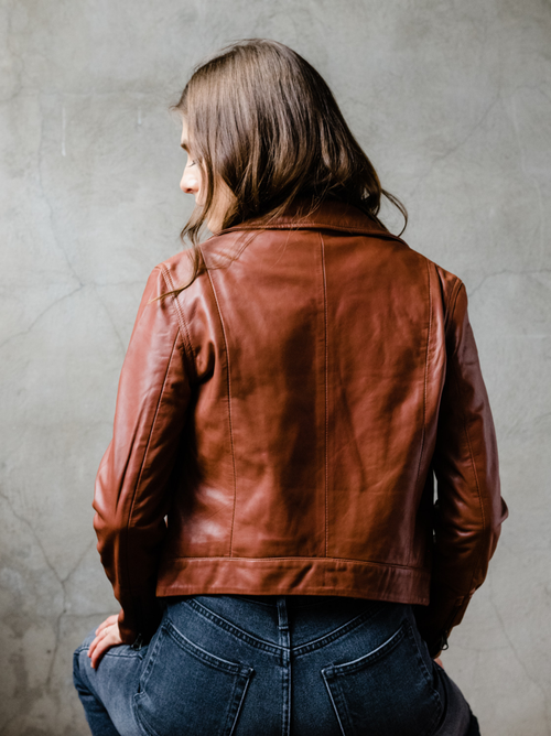 Able Maha Leather Jacket In Whiskey